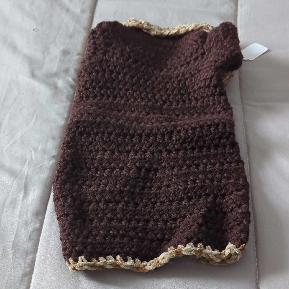 Handmade Brown Crochet Dog Sweater